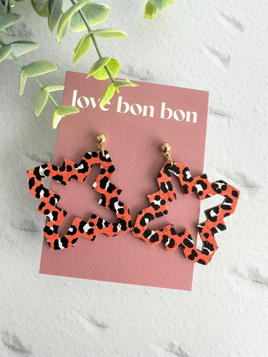 Cork and Leather Large Pointed Geo Handmade Earring with stainless steel hook, dangle earring, birthday gift, handmade earrings