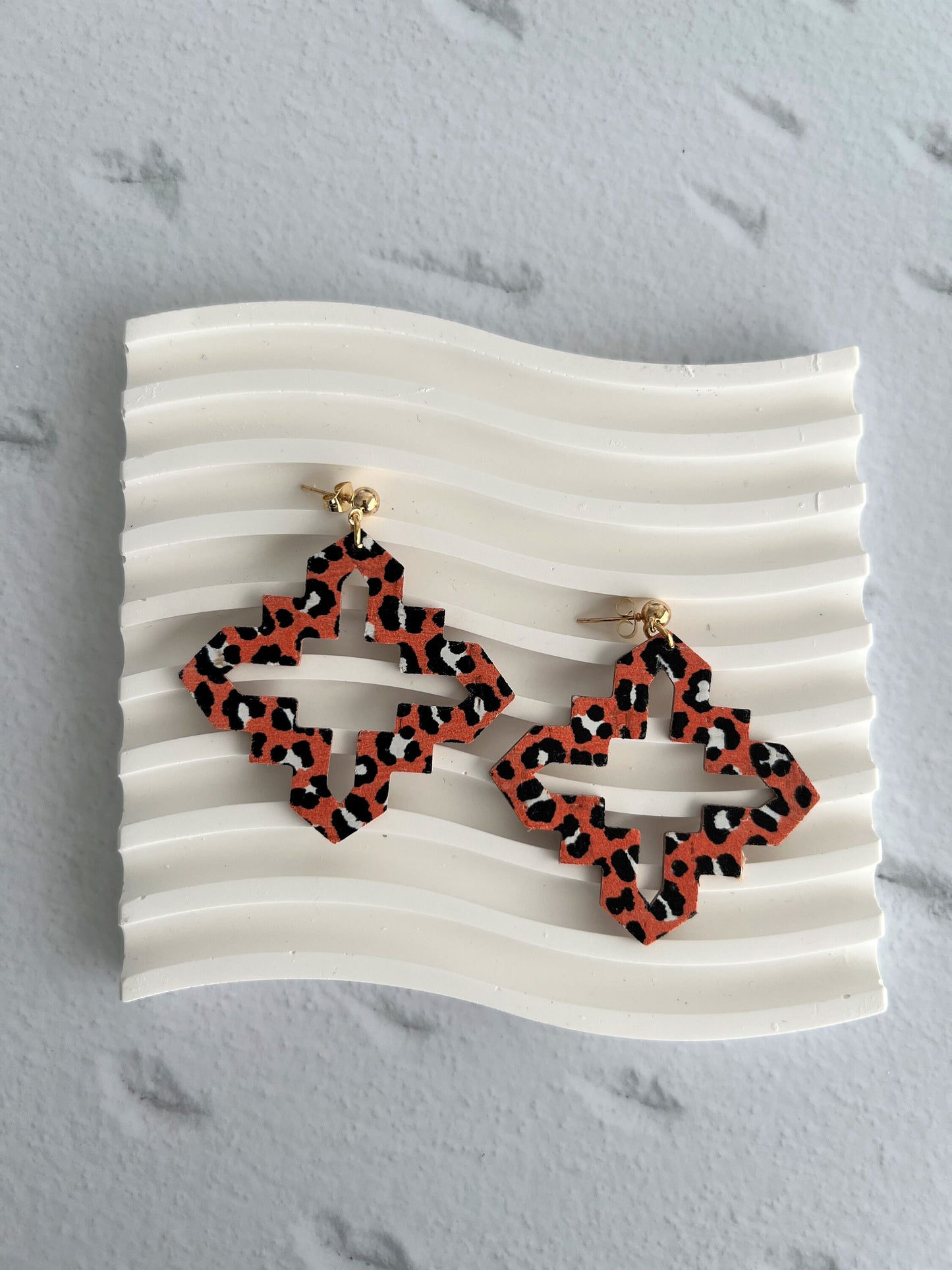 Cork and Leather Large Pointed Geo Handmade Earring with stainless steel hook, dangle earring, birthday gift, handmade earrings