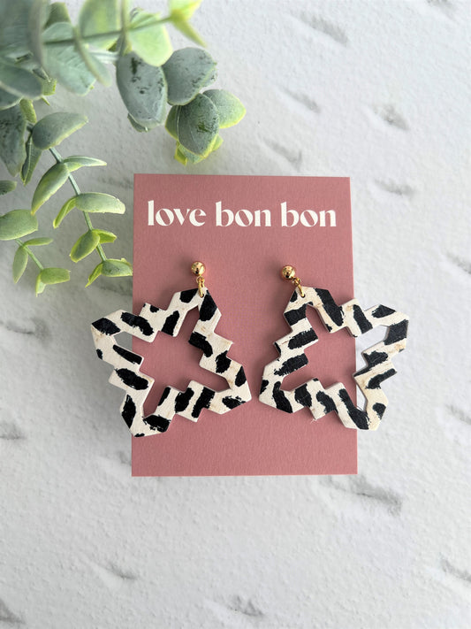 Cork and Leather Large Pointed Geo Handmade Earring with stainless steel hook, dangle earring, birthday gift, handmade earrings